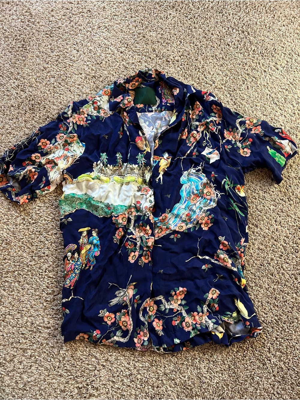 Roi Du Lac 100% Cupro Button Down Short Sleeve Shirt